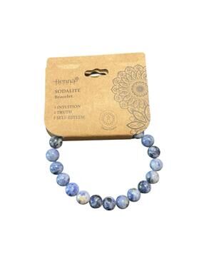 Henna Shoppe Sodalite Beaded Bracelet Blue Gemstone Stretch Chakra 8mm NWT
